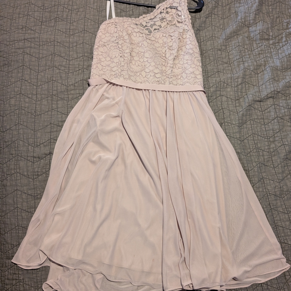 David's Bridal Lace Detail Dress in Cream